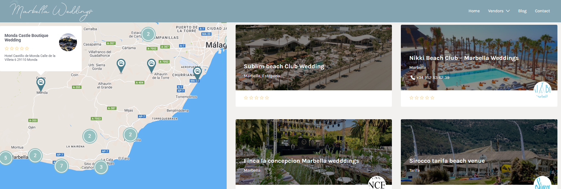 mapa lugares boda malaga